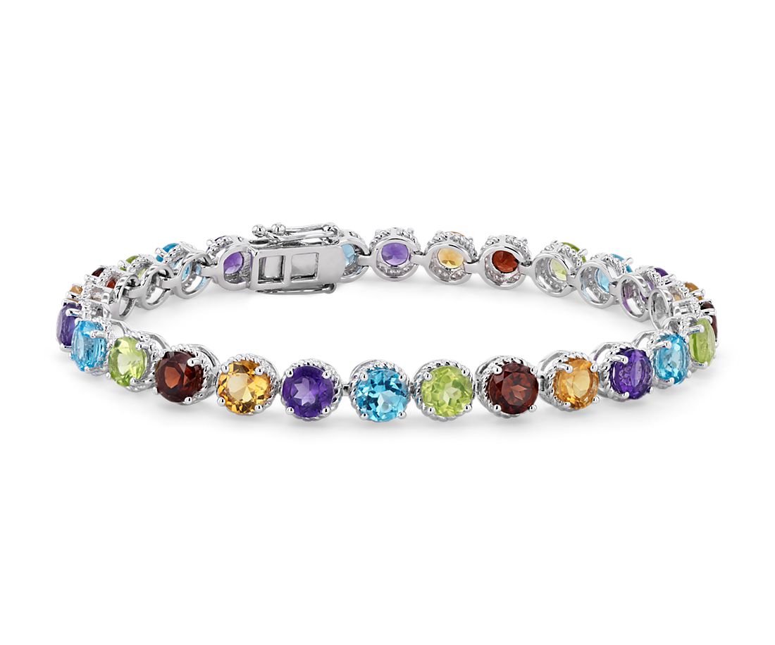 Multicolor Round Rope Bracelet in Sterling Silver (5mm)