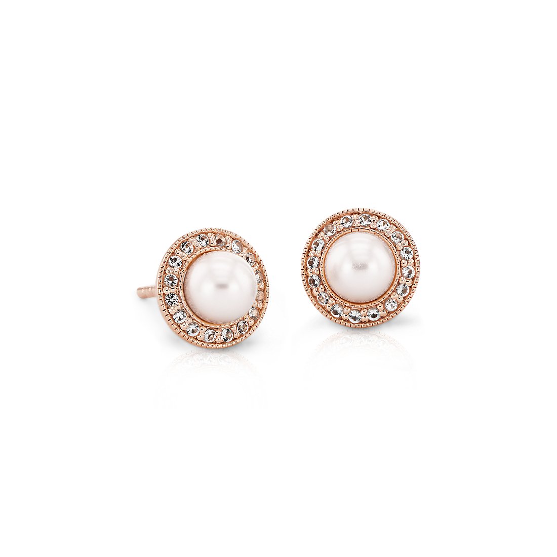 Vintage-Inspired Freshwater Cultured Pearl and White Topaz Halo Earrings