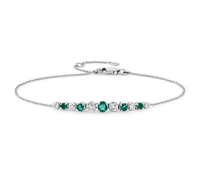Emerald and diamond bracelet in white gold