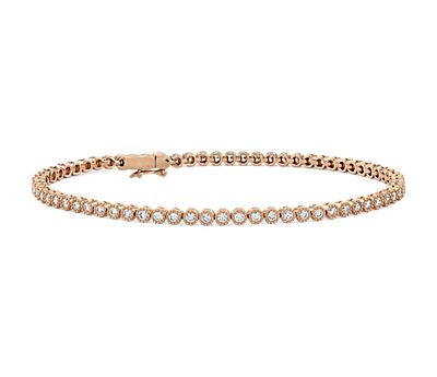 Petite Diamond Milgrain Tennis Bracelet in 14k Rose Gold