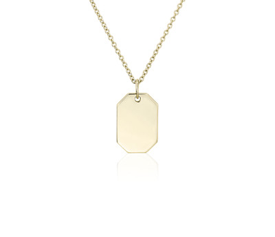Petite Dog Tag Necklace in 14k Yellow Gold