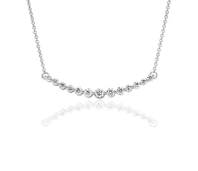 Curved Diamond Bar Necklace