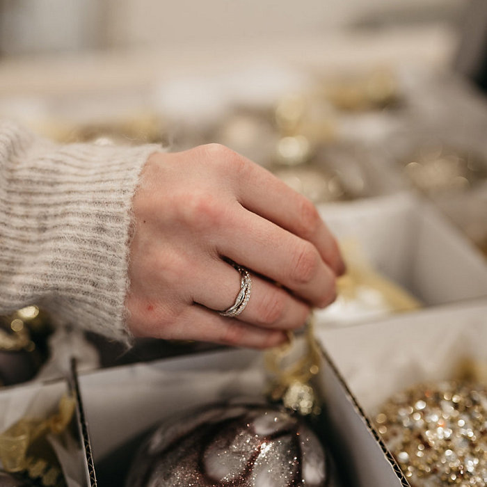 Close up of woman modeling jewelry 