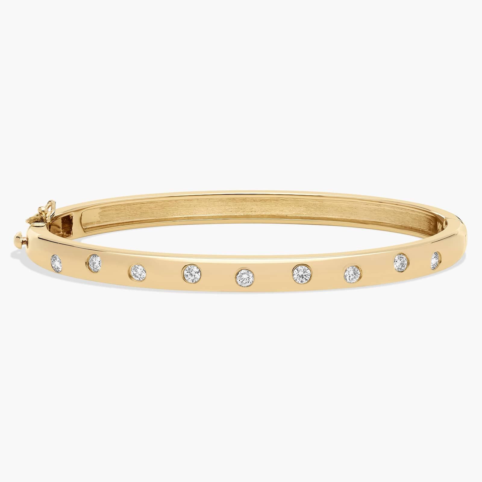 7.25" Scattered Diamond Bangle Bracelet in 14k Yellow Gold