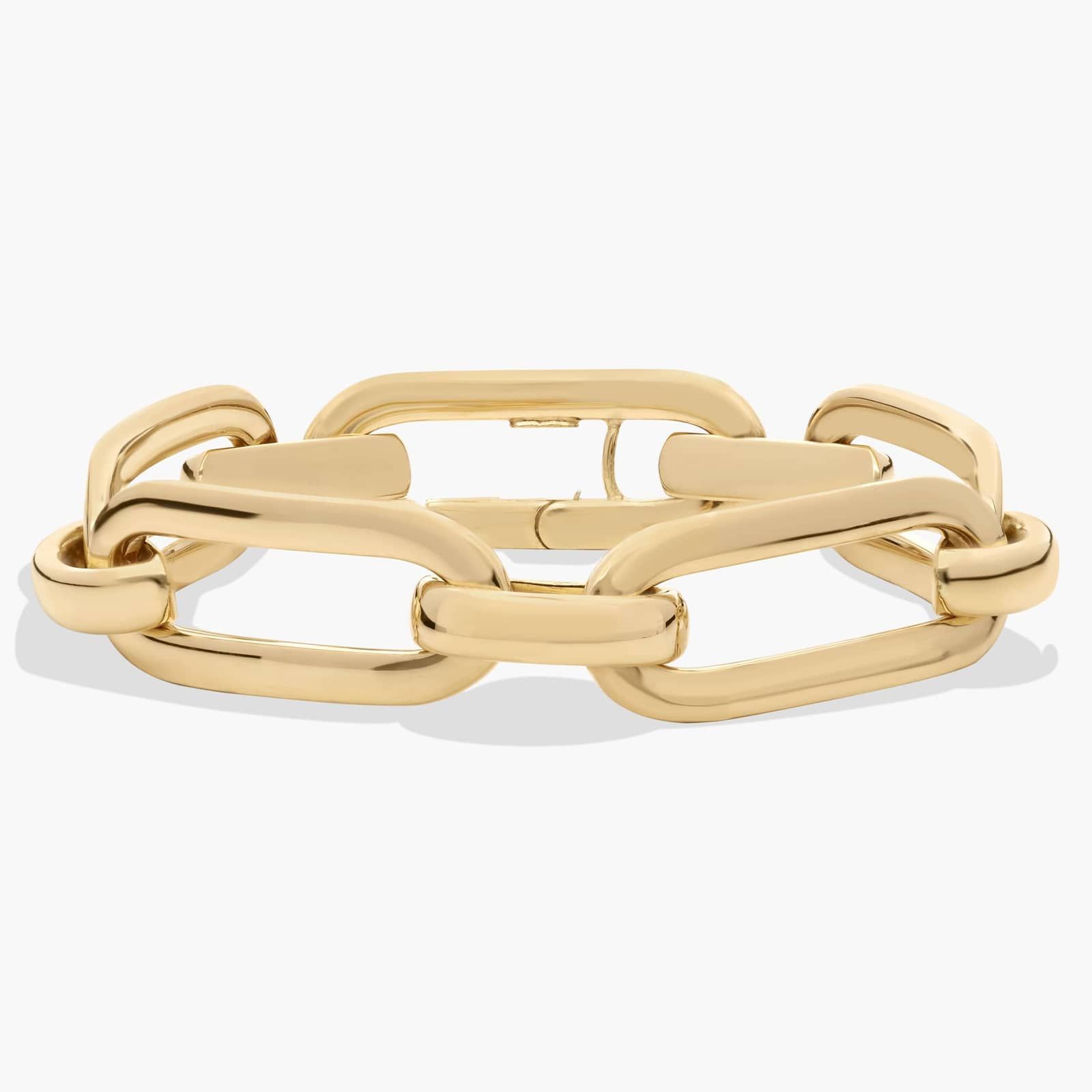 7.5" Alternating Open Link Chain Bracelet in 18K Yellow Gold