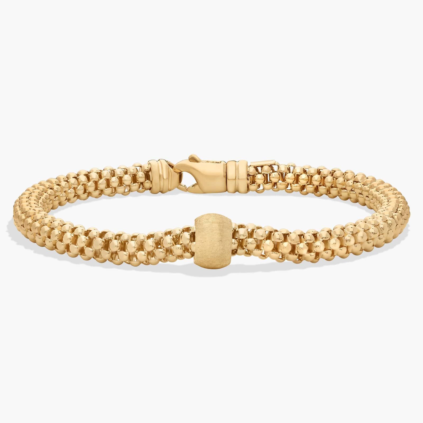 7.5" Popcorn Chain textured Bead Bracelet in 14K Yellow Gold