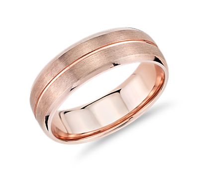 Brushed Band 14k Rose Gold Wedding