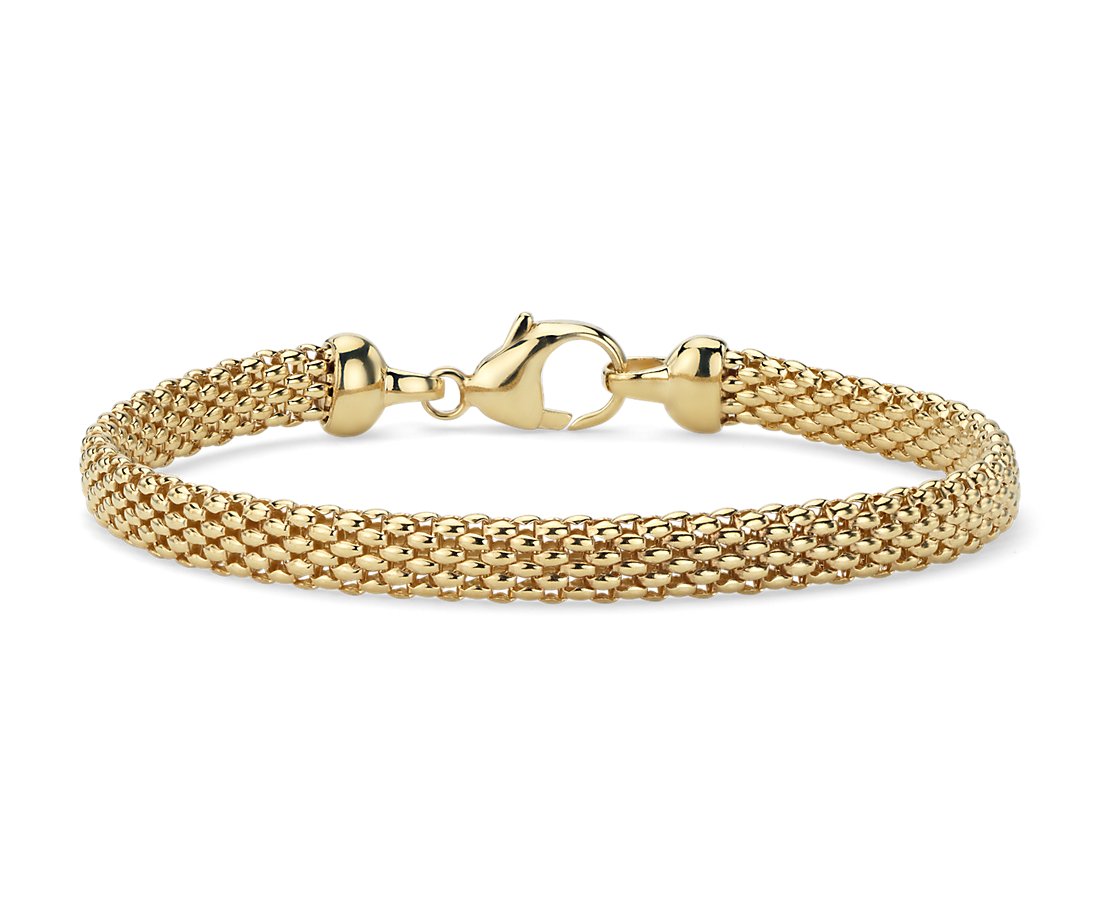 Popcorn chain bracelet in 14k yellow gold