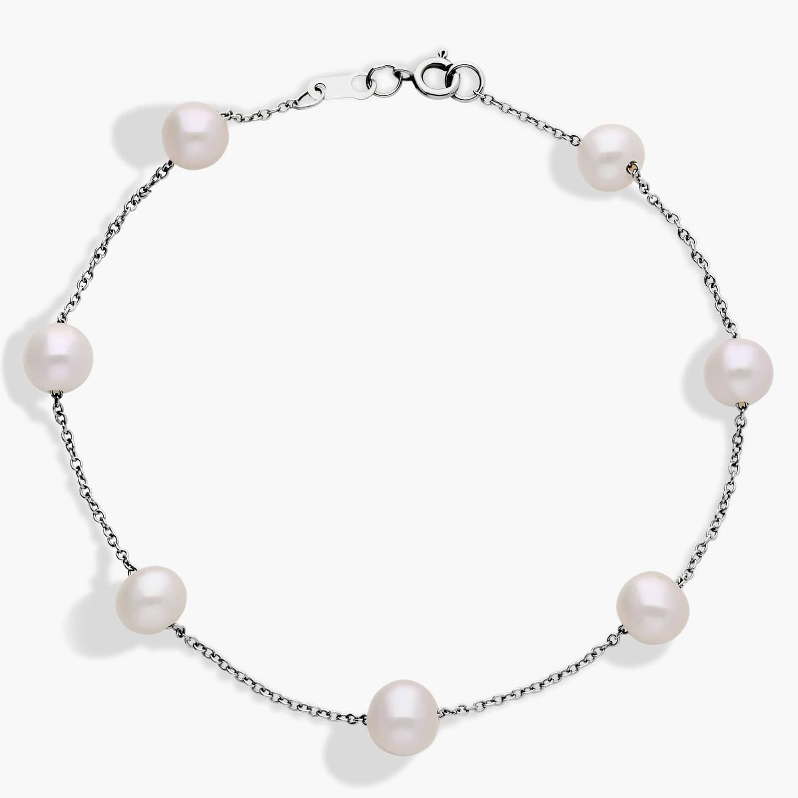 Freshwater Cultured Pearl Tin Cup Bracelet in 14k White Gold (5.5mm)