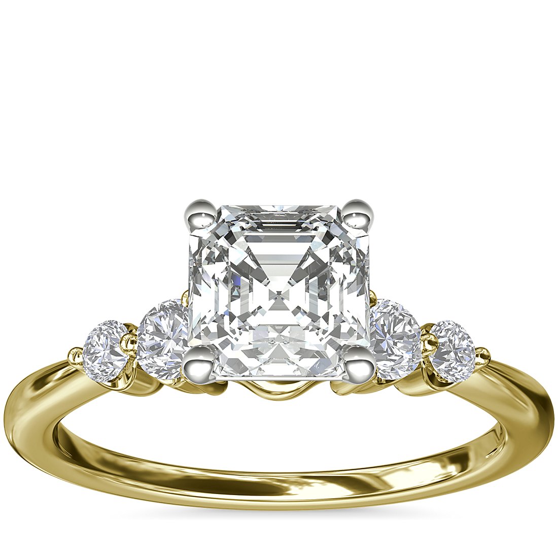 Petite Double Sidestone Diamond Engagement Ring