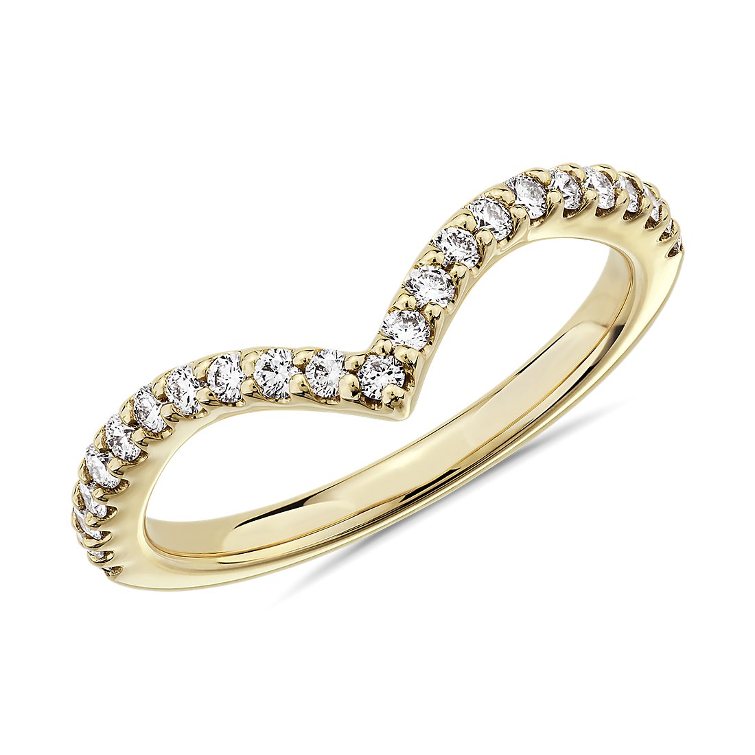 Contemporary V-Shaped Curve Diamond Wedding Ring