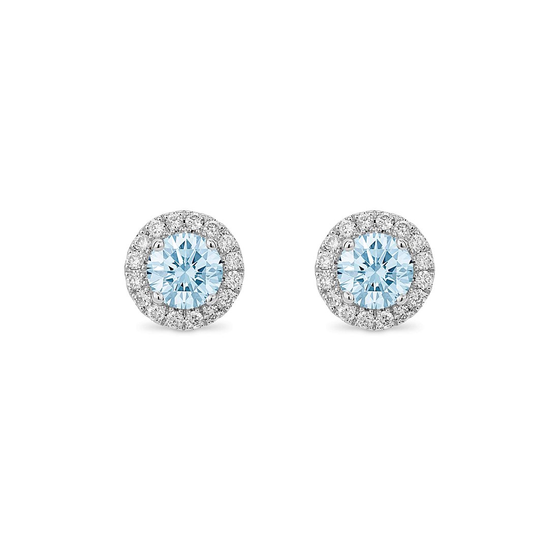 LIGHTBOX Lab-Grown Blue Diamond Round Halo EarringsNot Available In United States