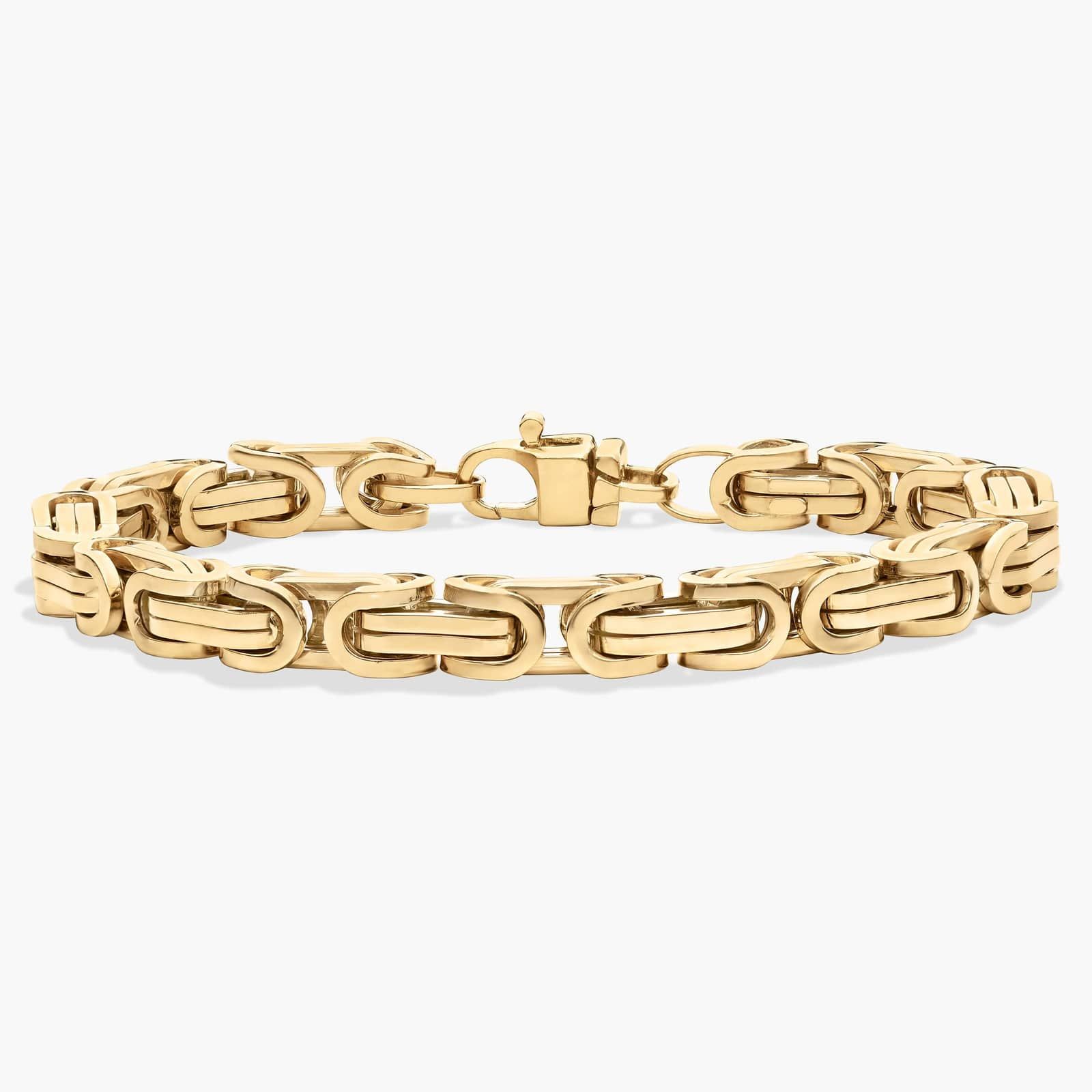 8" Men's Byzantine Chain Bracelet in 14k Yellow Gold (7 mm)