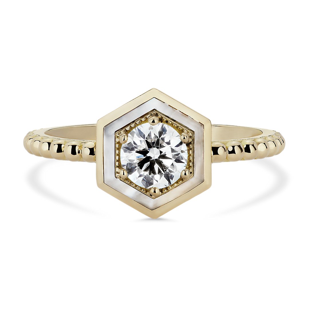 Harwell Godfrey Motu Prong-Set Diamond and Mother-of-Pearl Engagement Ring