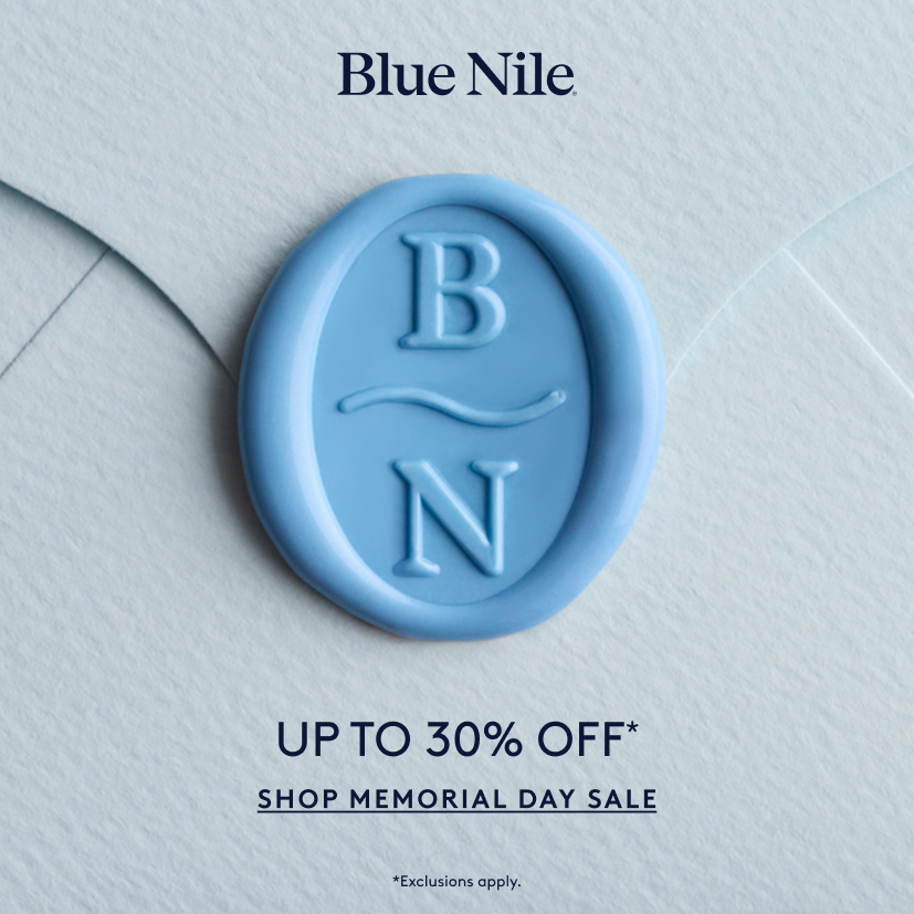 Blue Nile Logo with a message for Memorial Day Sale on Jewelry