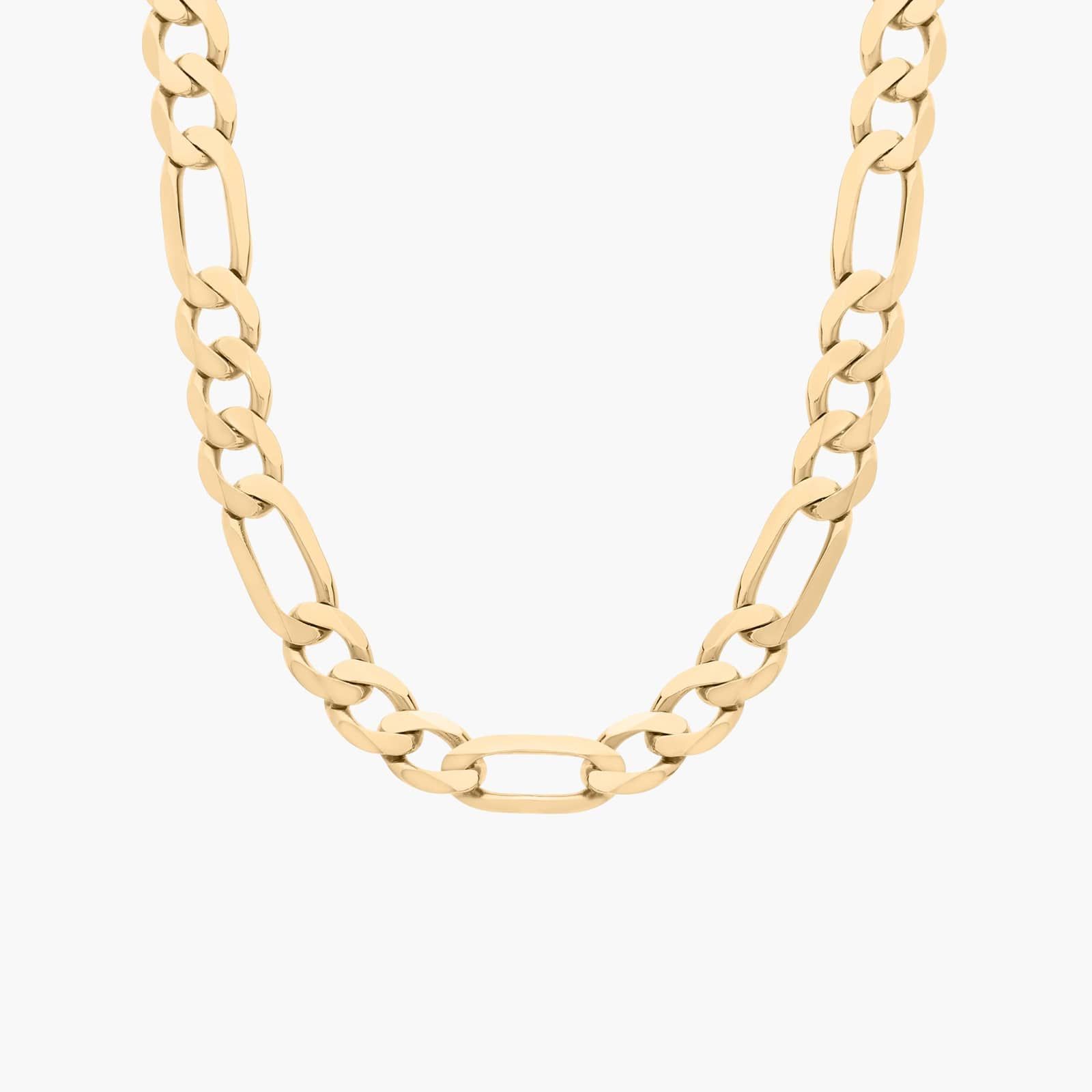 22" Men's Figaro Chain Necklace in 14K Yellow Gold (7.5 mm)