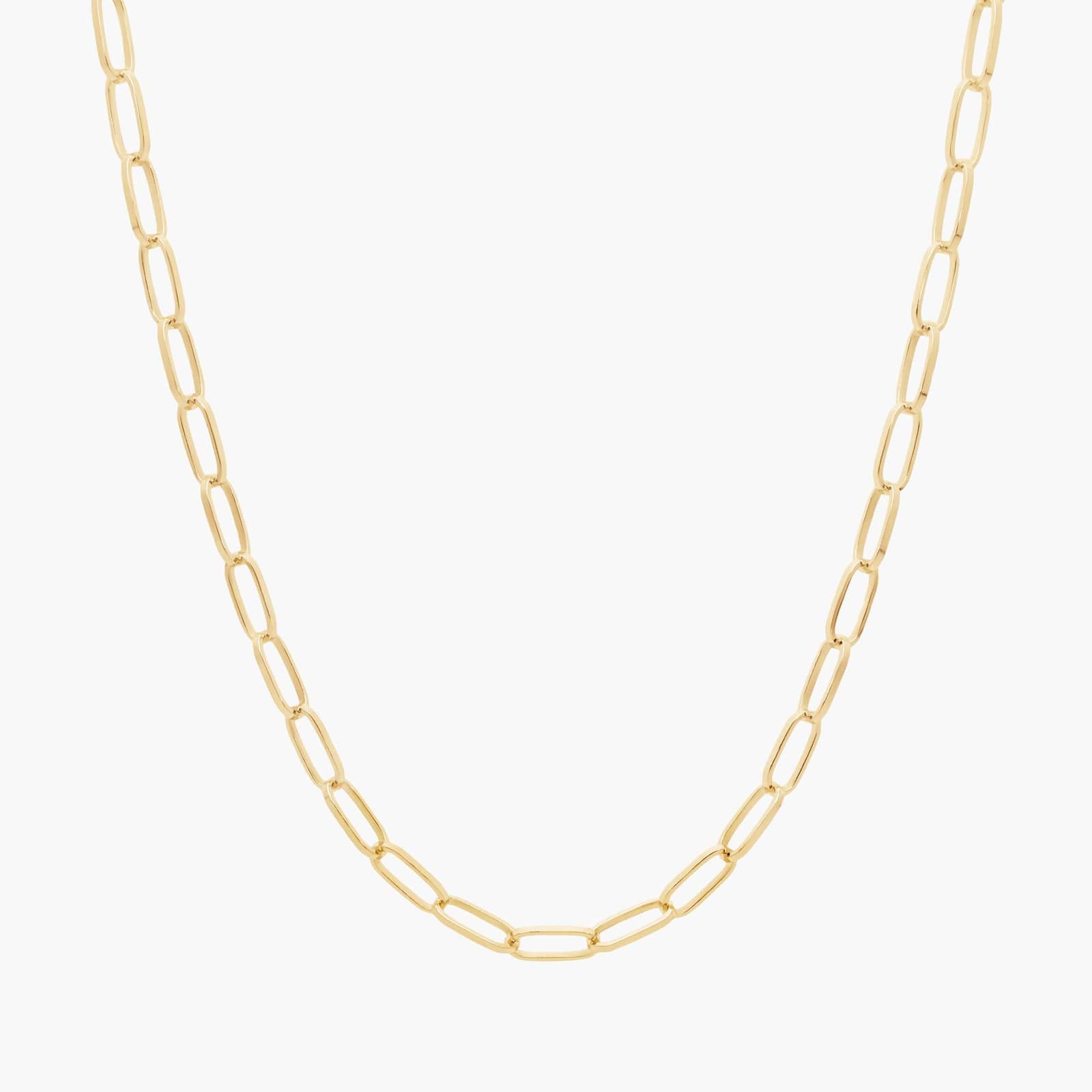 18" Small Paperclip Chain in Solid 14k Yellow Gold (2.4 mm)
