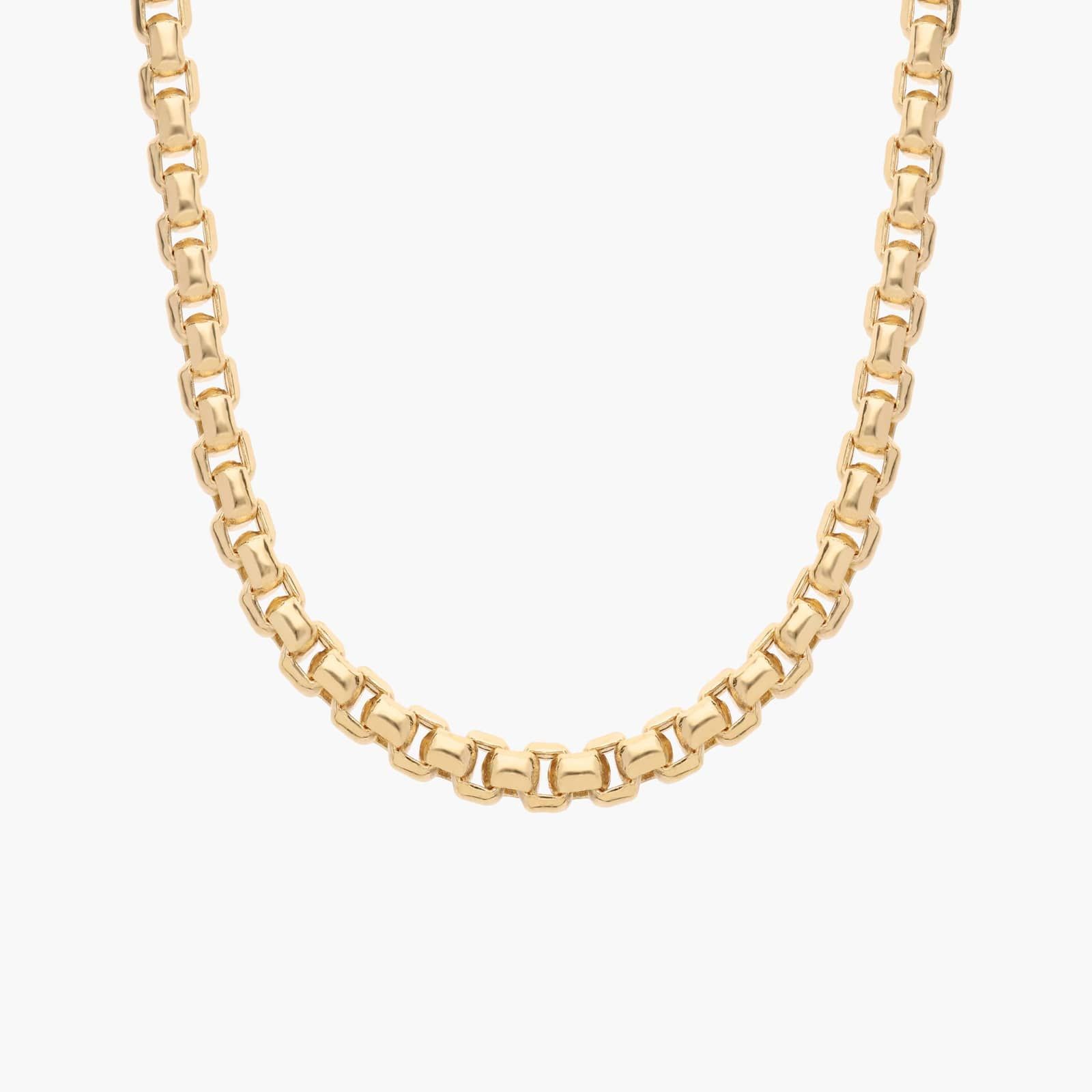 24" Semi-Solid Men's Round Box Chain in 14k Yellow Gold (3.6 mm)