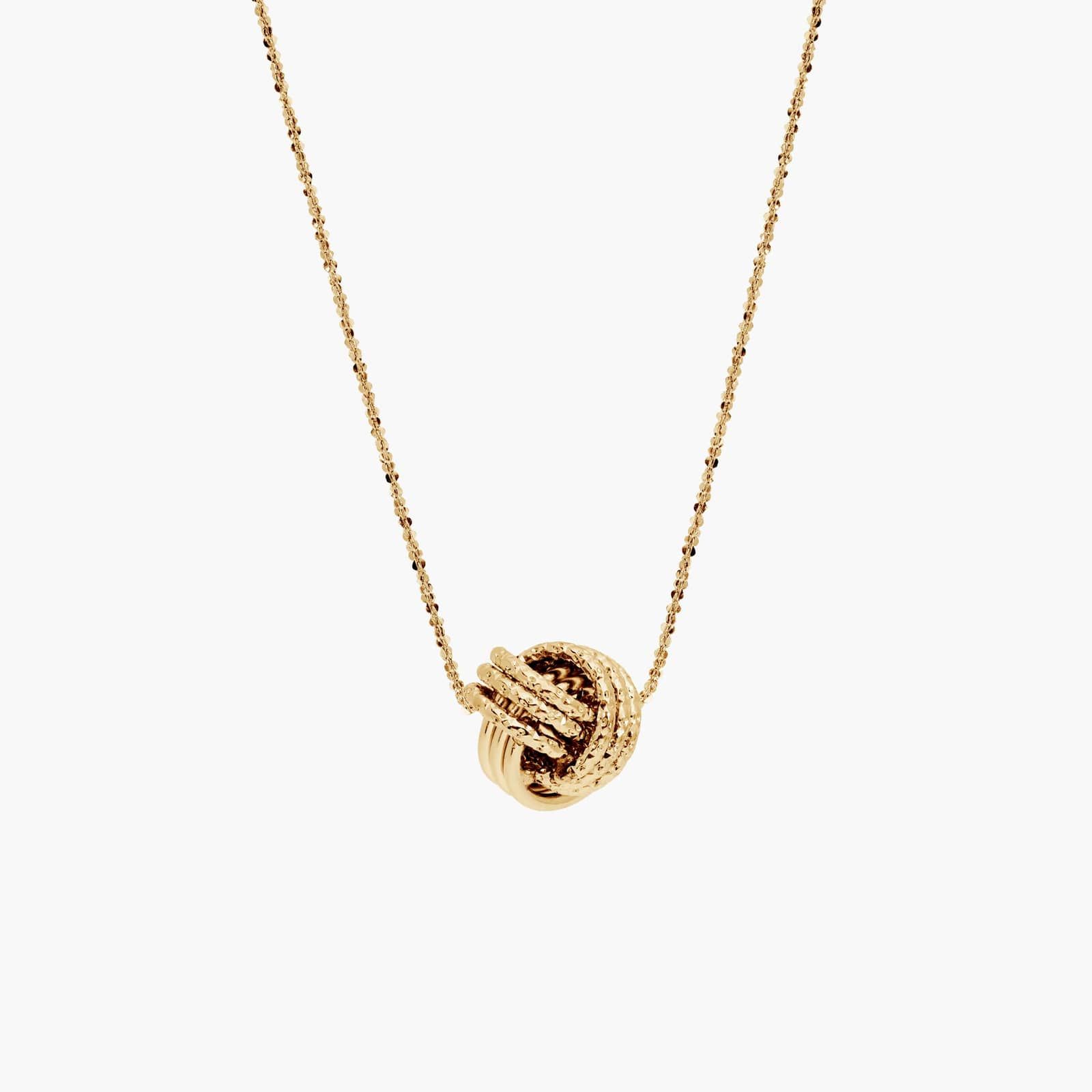 20" Textured Love Knot Pendant in 14k Italian Yellow Gold