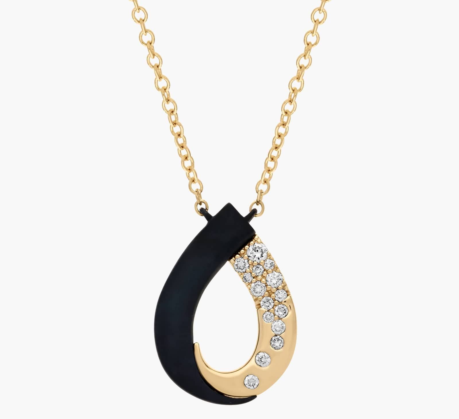 Black and yellow gold lab diamond pendant