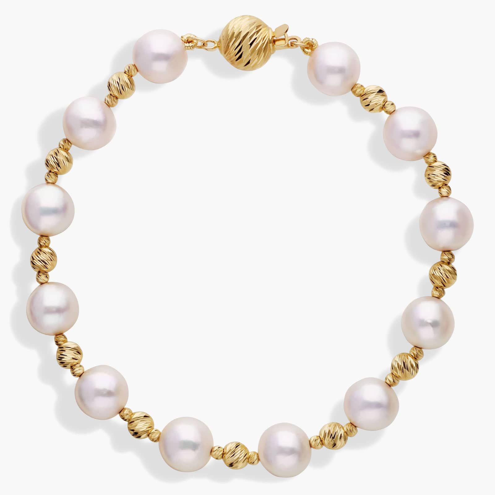 Alternating Akoya and Gold Bead Bracelet