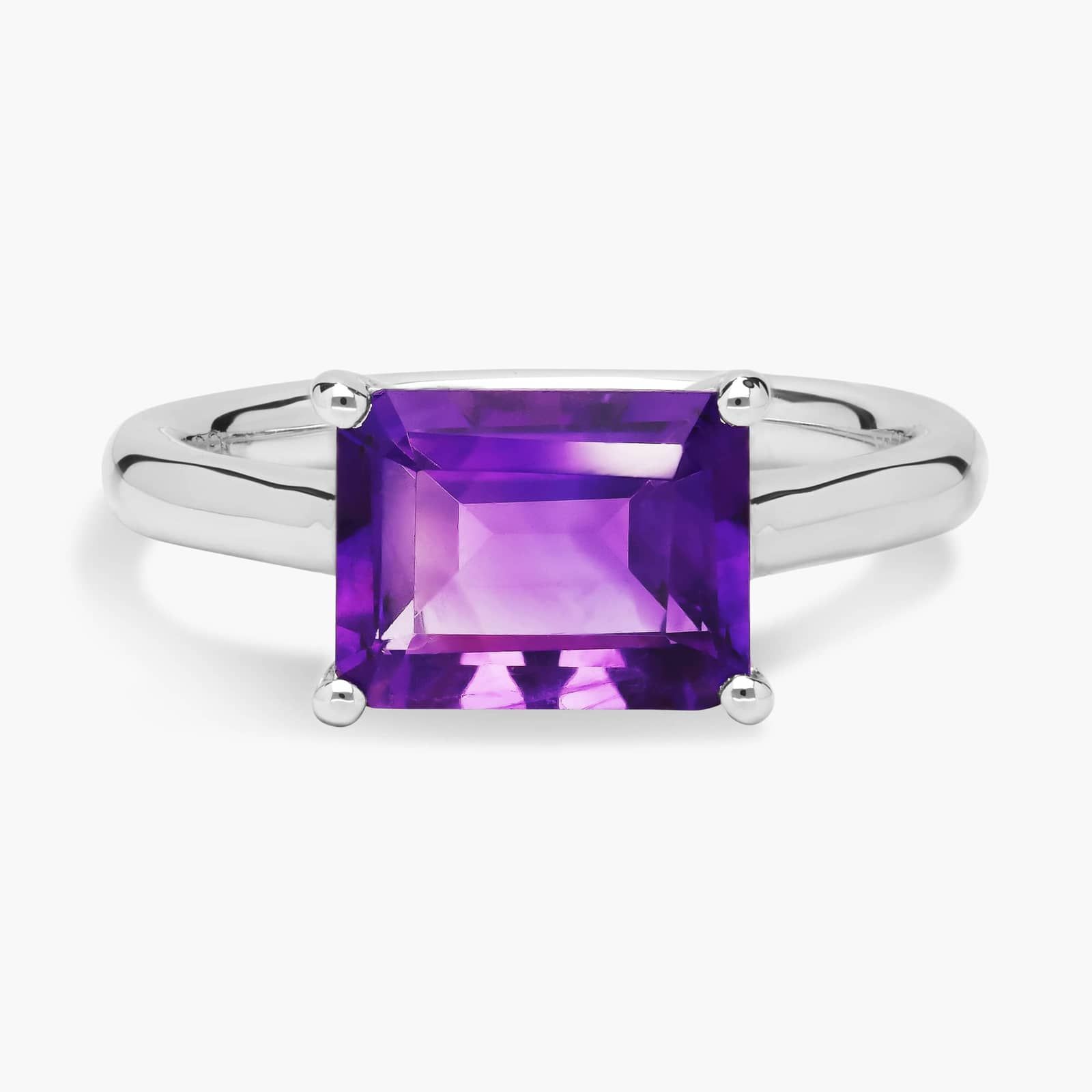 Amethyst East West Ring in 14k White Gold