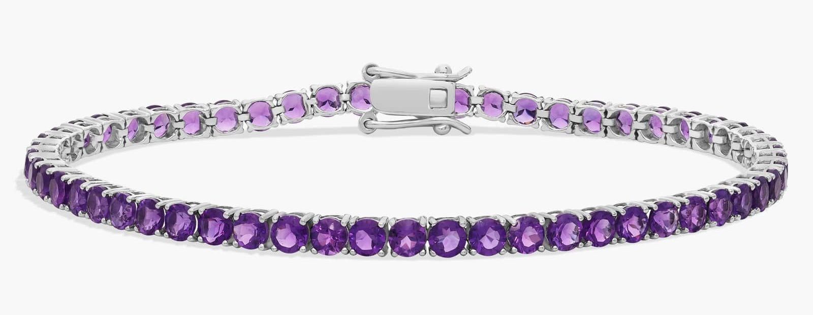 Amethyst Birthstone Tennis Bracelet in 14K White Gold