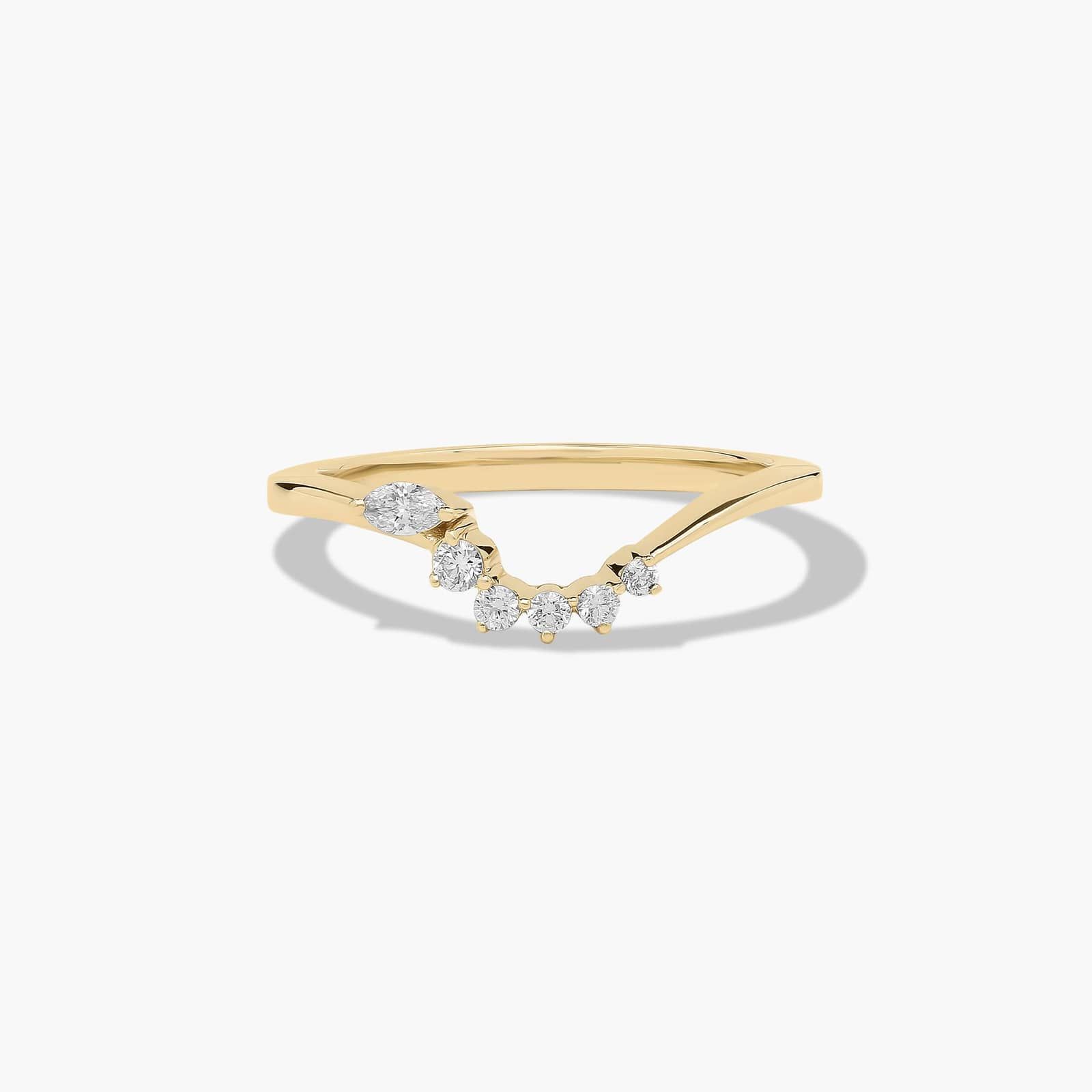 Ascending Diamond Wedding Ring In 14K Yellow Gold