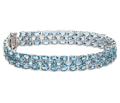 Aquamarine and sterling silver bracelet