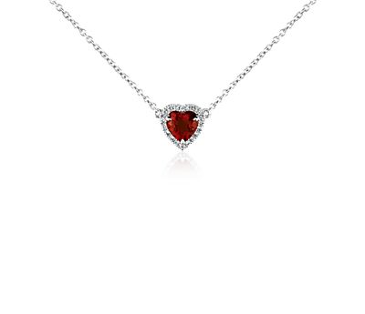 Heart-Shaped Garnet and Diamond Pendant