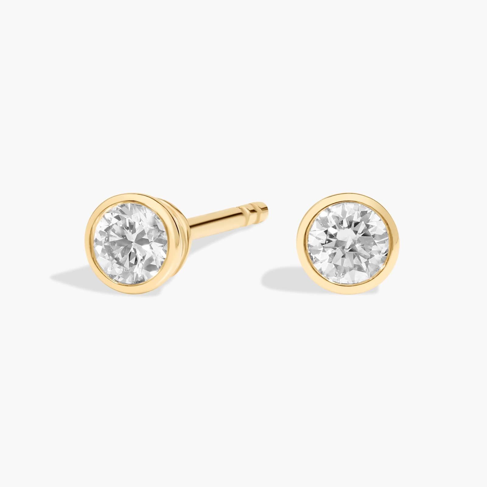 Bezel Set Diamond Stud Earrings In 14K Yellow Gold (1/4 Ct. tw. - H-I / SI1-SI2)