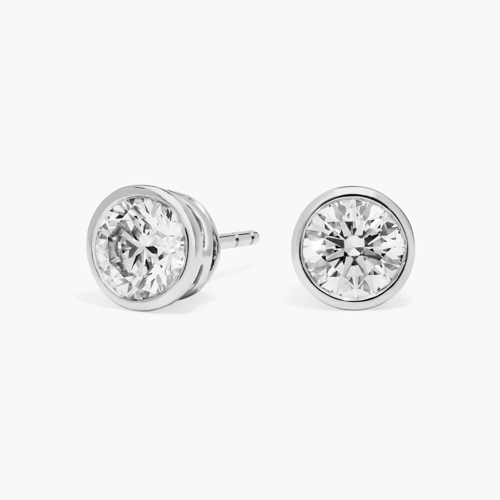 Bezel Set Lab-Grown Diamond Stud Earrings In 14K White Gold