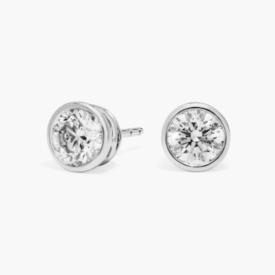 Bezel Set Lab-Grown Diamond Stud Earrings In 14K White Gold (2 Ct. tw. - F-G / VS2-SI1)