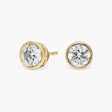 Bezel Set Lab-Grown Diamond Stud Earrings In 14K Yellow Gold