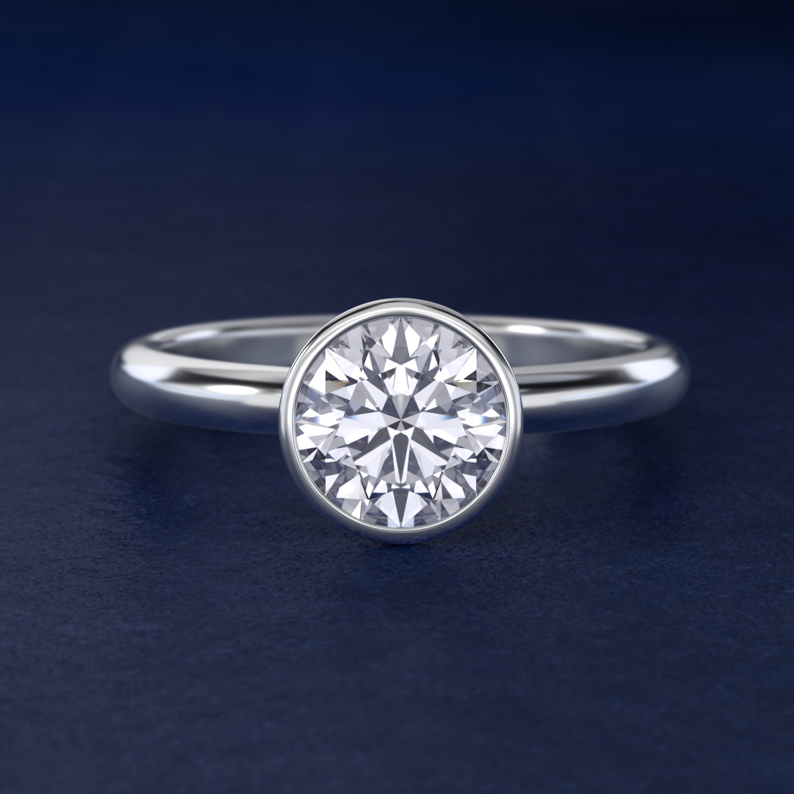 Bezel Solitaire Engagement Ring in Platinum