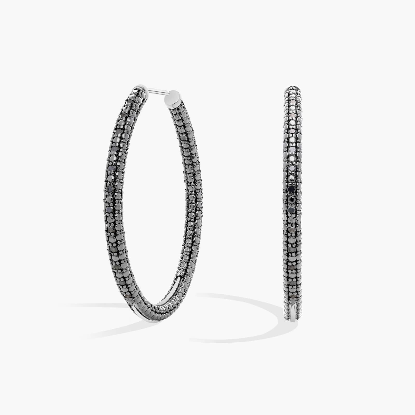 Black Diamond Hoop Earrings in Sterling Silver (1/4 Ct. Tw.)