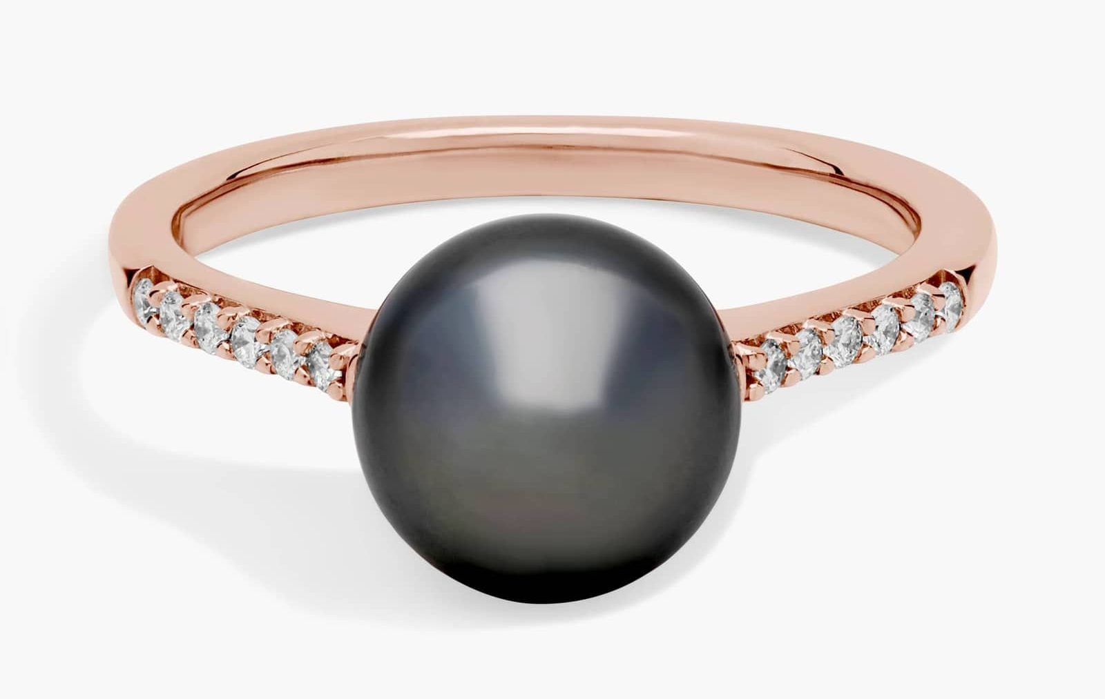 Tahitian Pearl Fashion Ring with Diamonds in 14k Rose Gold