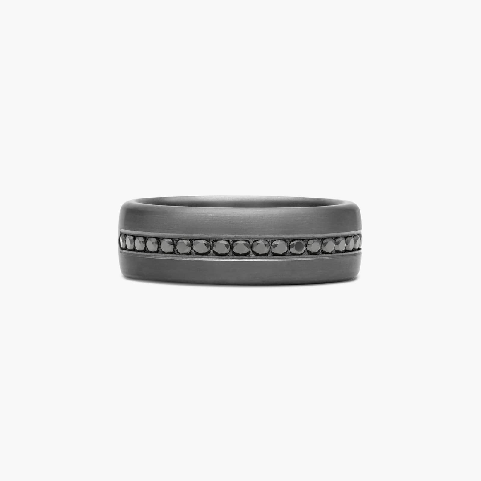 Comfort Fit Channel Set Satin Finish Men's Black Diamond Wedding Band In Tantalum (7.50mm) By James Allen