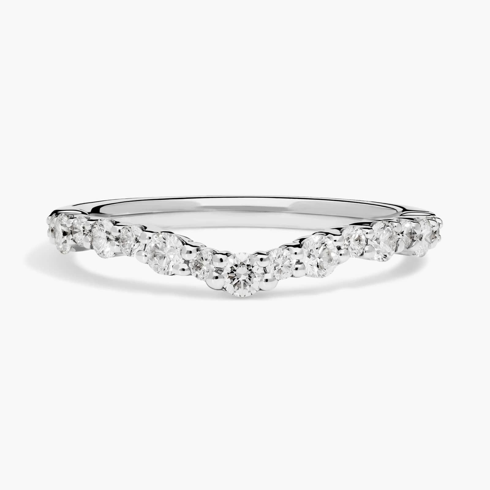 Crescendo Curved Diamond Wedding Ring in 14k White Gold