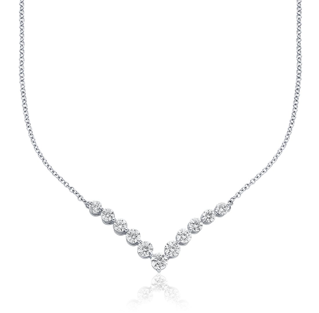 Diamond V Bar Necklace