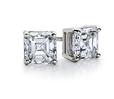1-carat Asscher Diamond Stud Earrings in 14k White Gold