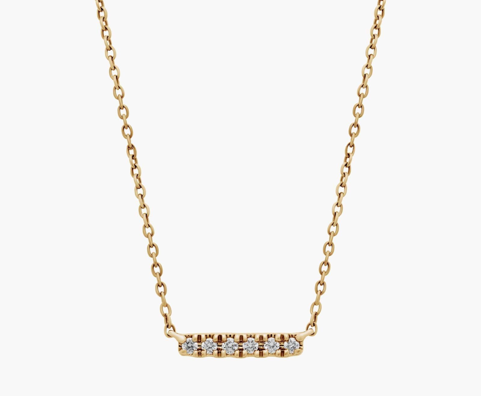 Mini Diamond Bar Necklace in 14k Yellow Gold