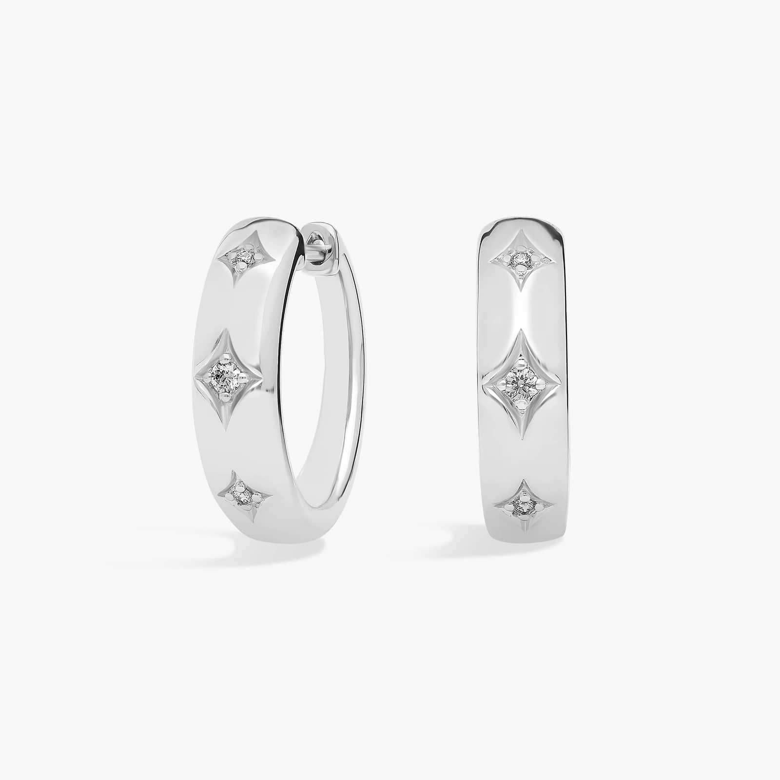 Diamond Flicker Huggie Earrings in 14K White Gold