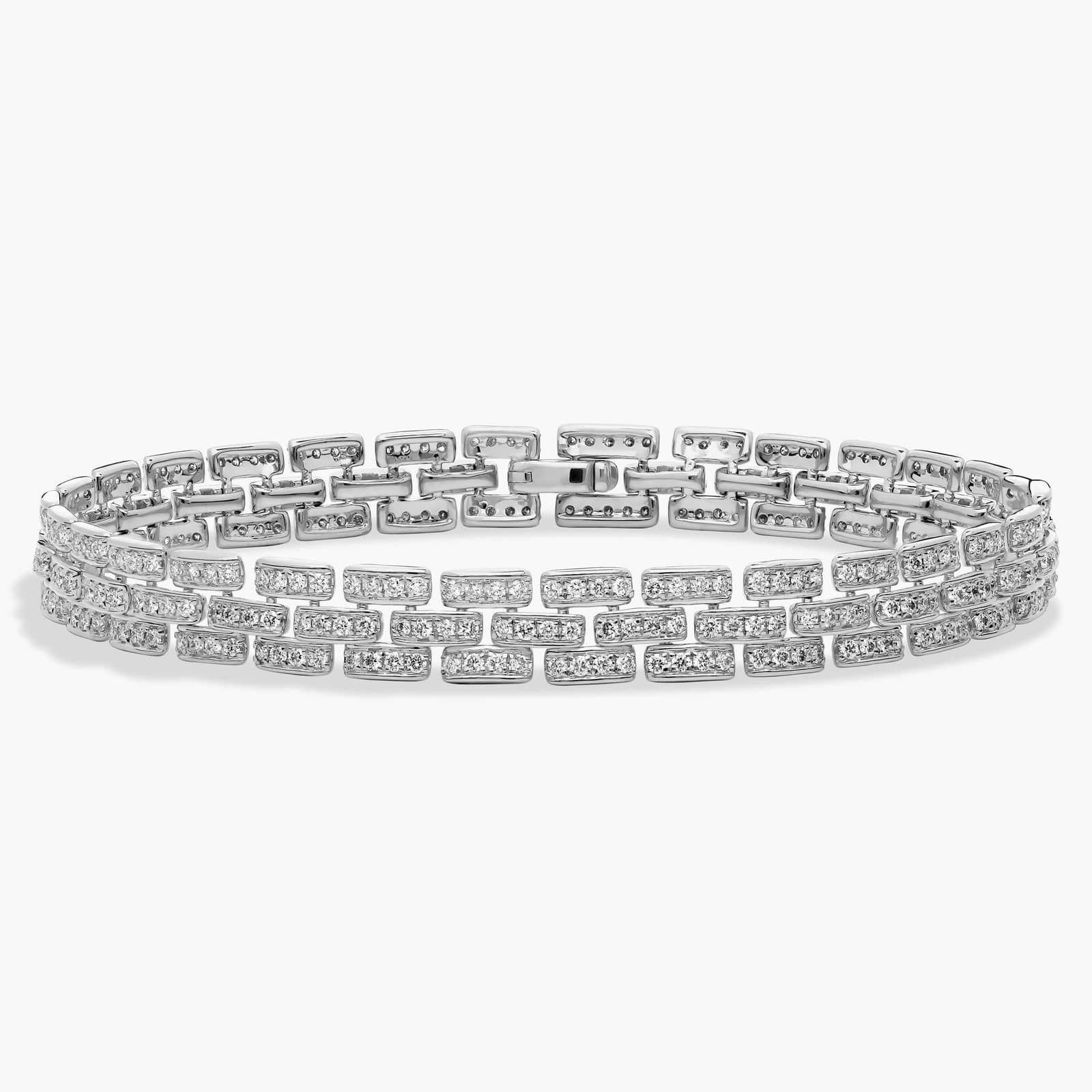 Diamond Panther Link Bracelet in 14k White Gold
