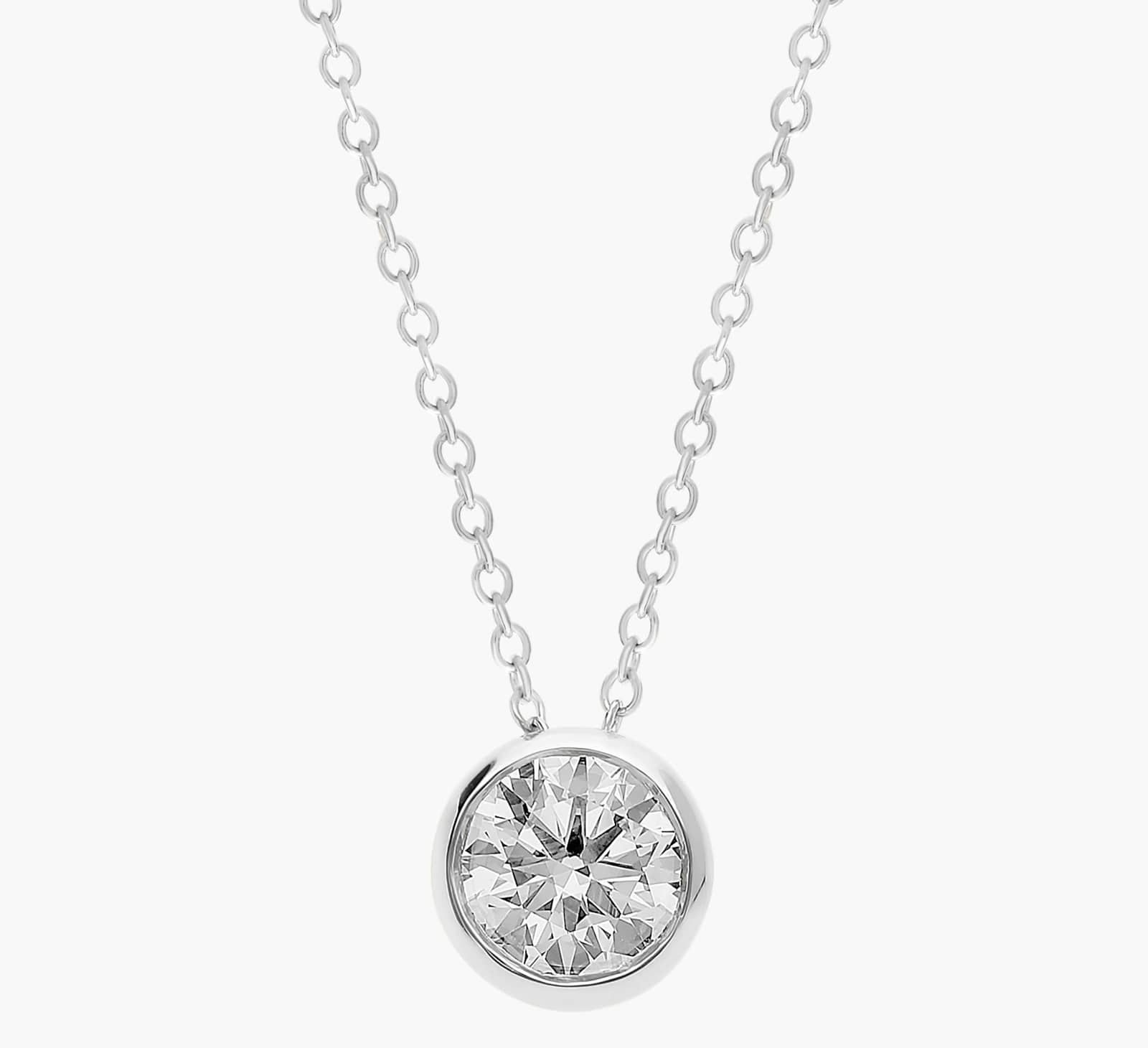 Bezel Diamond Pendant In Platinum