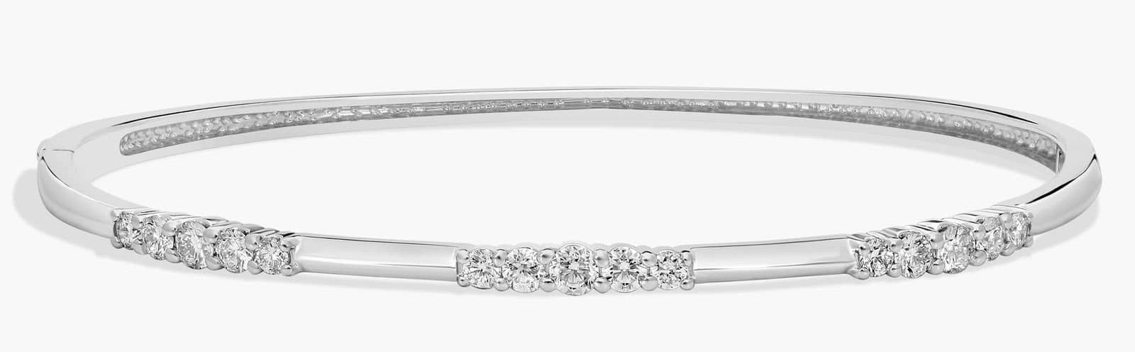 Graduated Cluster Diamond Bangle Bracelet in 14K White Gold