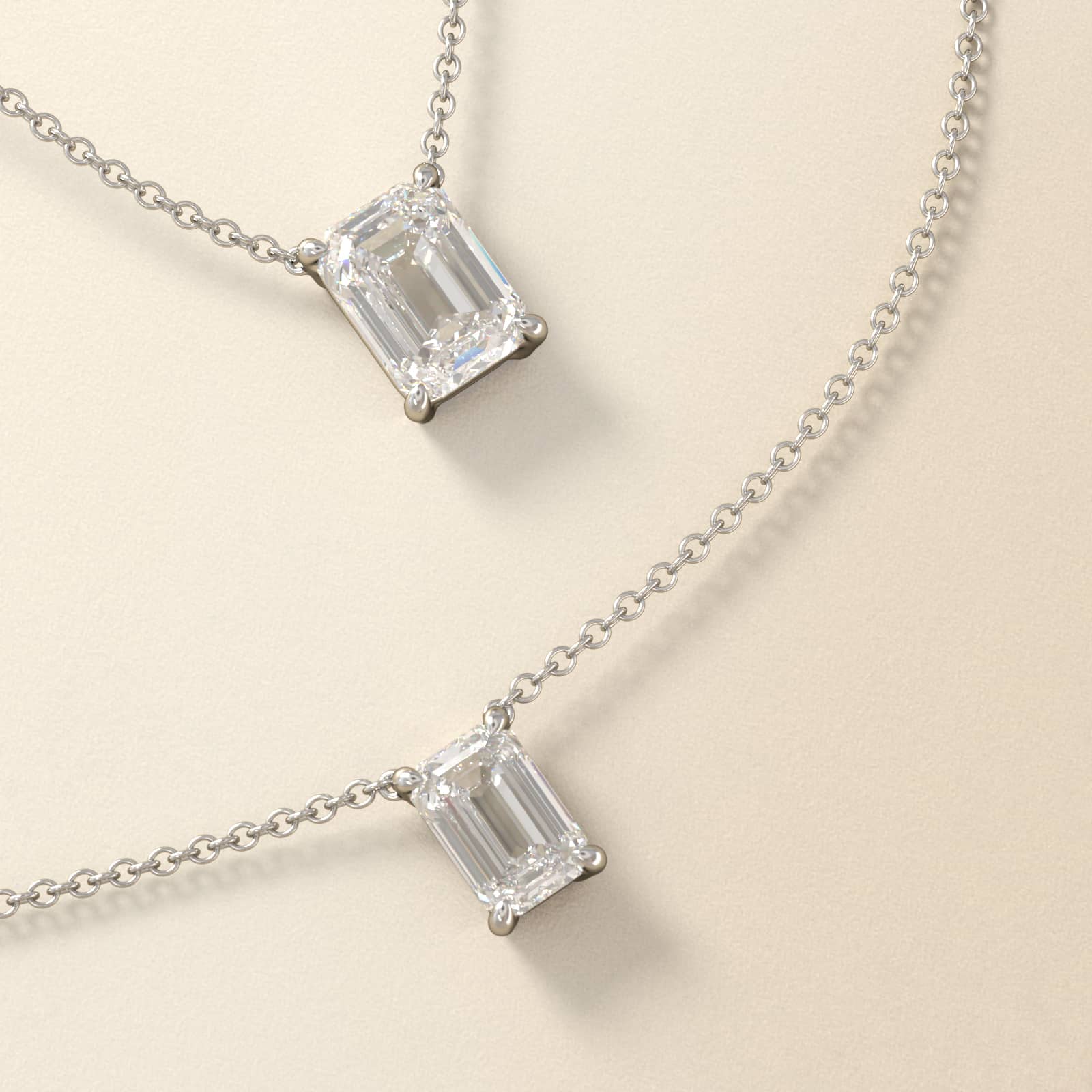 Emerald Cut Diamond Solitaire Pendant In Platinum (Setting)