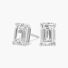 Emerald Cut Lab-Grown Diamond Stud Earrings In 14K White Gold (2 Ct. tw. - F-G / VS2-SI1)