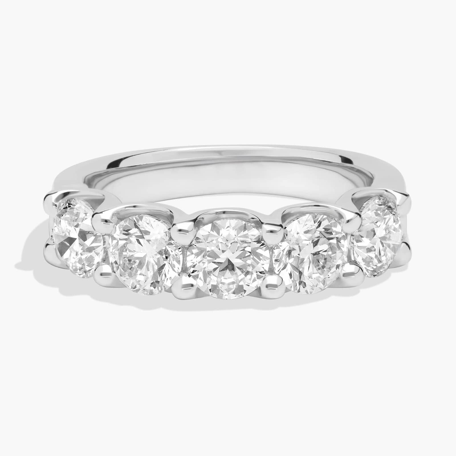 Five Stone Shared Prong Contour Lab-Grown Diamond Ring In 14K White Gold