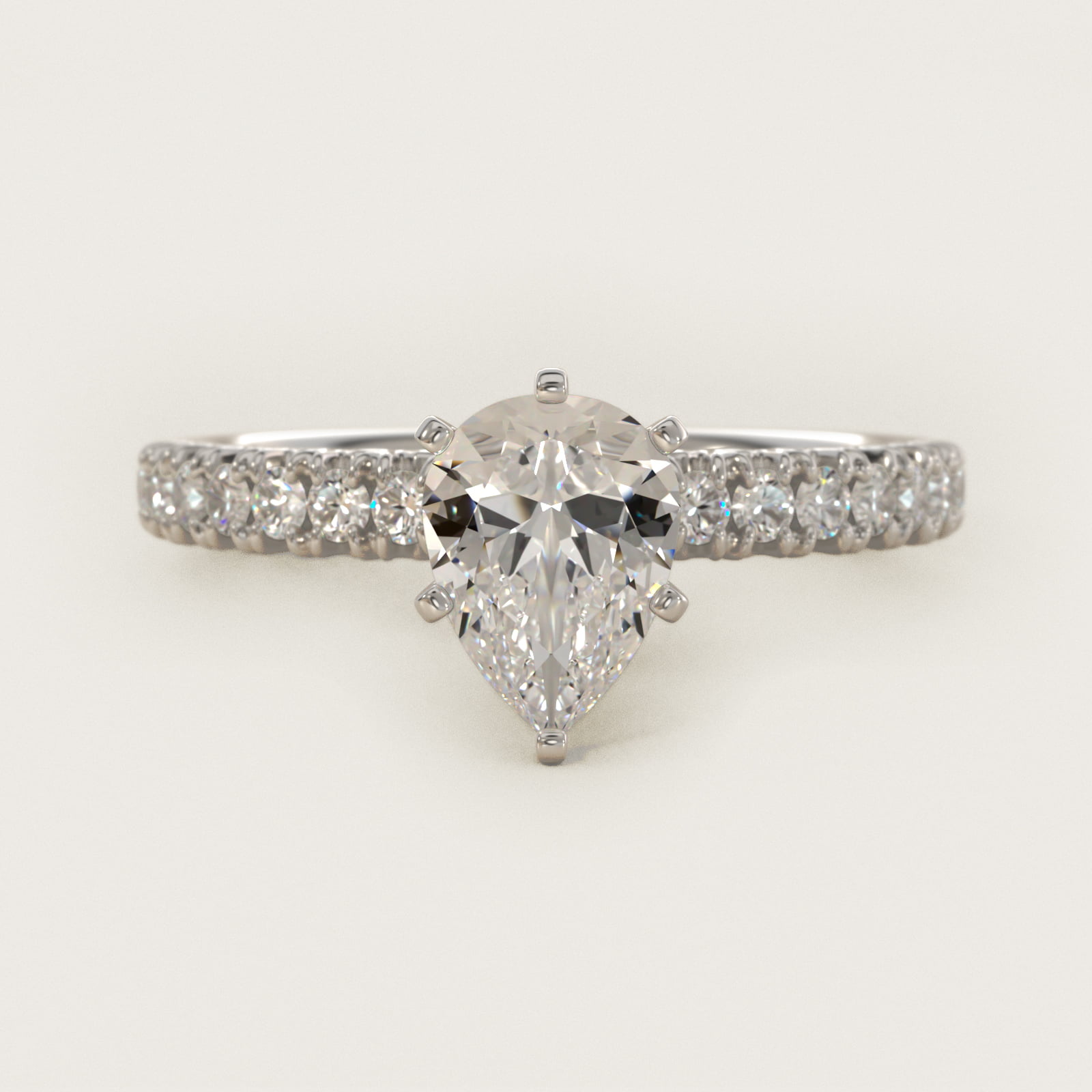 French Pavé Diamond Engagement Ring in Platinum 